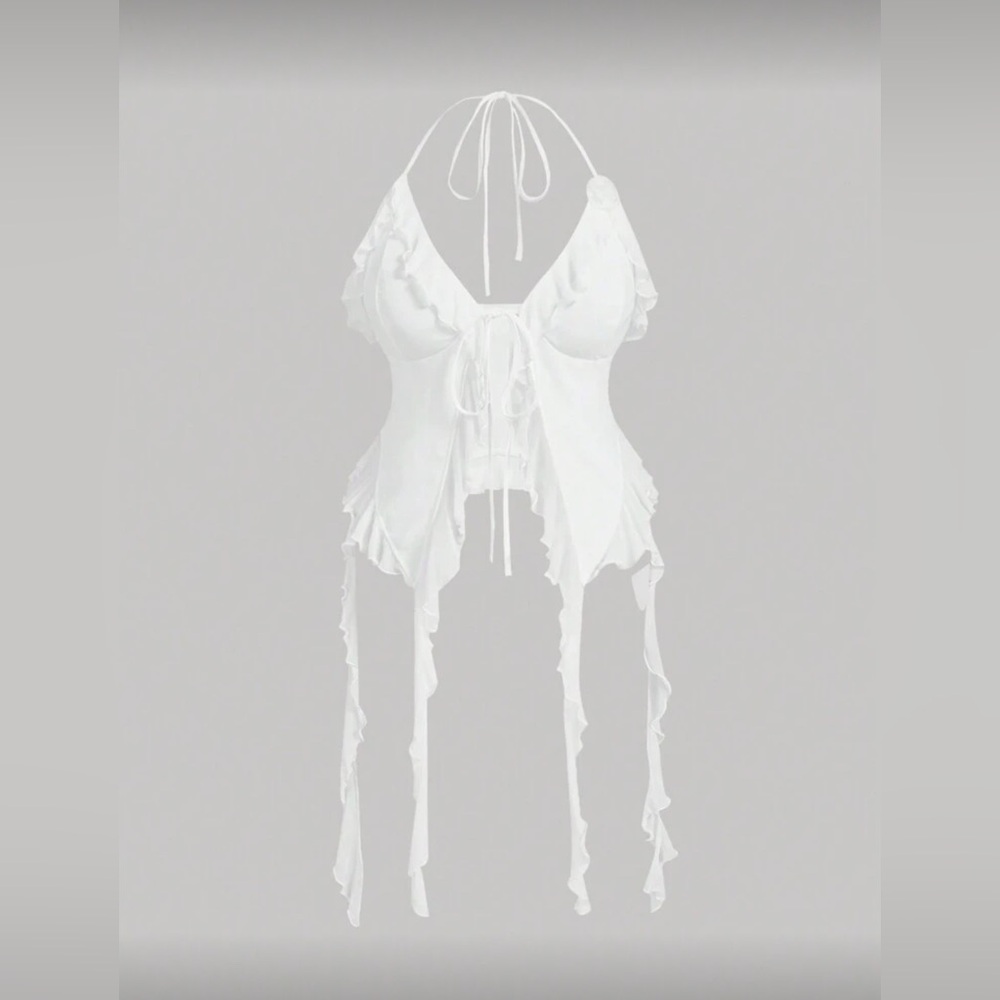 SHEIN MOD Elegant White Halter Top